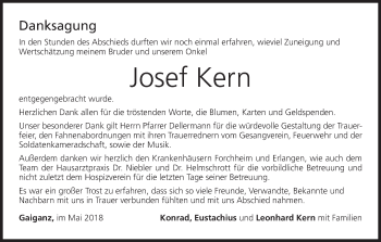 Anzeige von Josef Kern von MGO