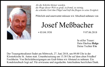 Anzeige von Josef Meßbacher von MGO