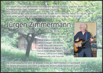 Anzeige von Jürgen Zimmermann von MGO