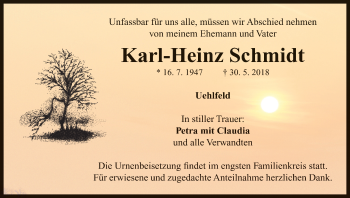 Anzeige von Karl-Heinz Schmidt von MGO