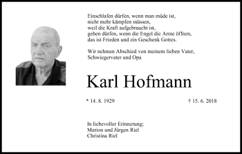 Anzeige von Karl Hofmann von MGO