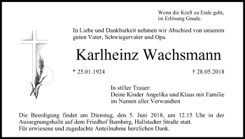 Anzeige von Karlheinz Wachsmann von MGO