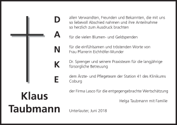 Anzeige von Klaus Taubmann von MGO