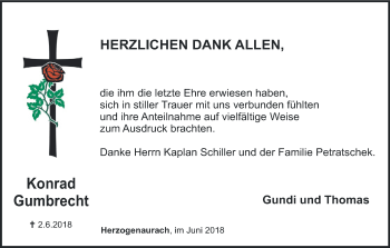 Anzeige von Konrad Gumbrecht von MGO