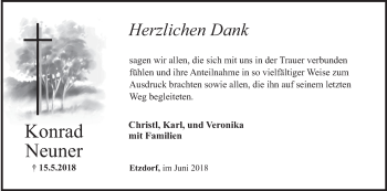 Anzeige von Konrad Neuner von MGO