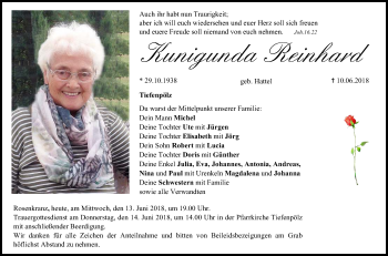 Anzeige von Kunigunda Reinhard von MGO