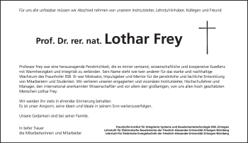 Anzeige von Lothar Frey von MGO