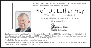 Anzeige von Lothar Frey von MGO