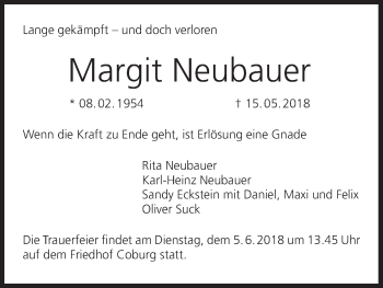 Anzeige von Margit Neubauer von MGO