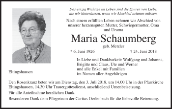 Anzeige von Maria Schaumberg von MGO