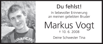 Anzeige von Markus Vogt von MGO