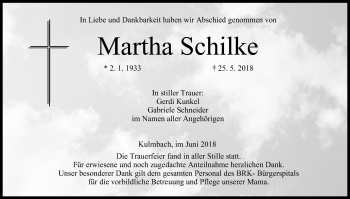 Anzeige von Martha Schilke von MGO