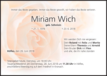 Anzeige von Miriam Wich von MGO