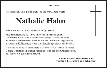 Anzeige von Nathalie Hahn von MGO