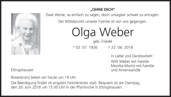 Anzeige von Olga Weber von MGO