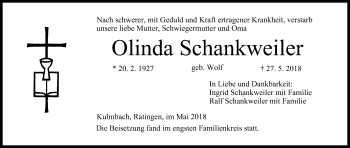 Anzeige von Olinda Schankweiler von MGO