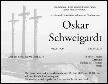 Anzeige von Oskar Schweigardt von MGO