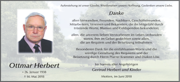 Anzeige von Ottmar Herbert von MGO