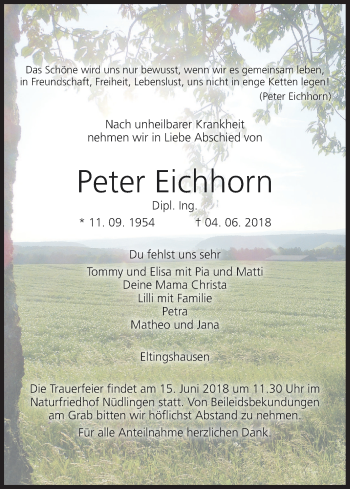Anzeige von Peter Eichhorn von MGO