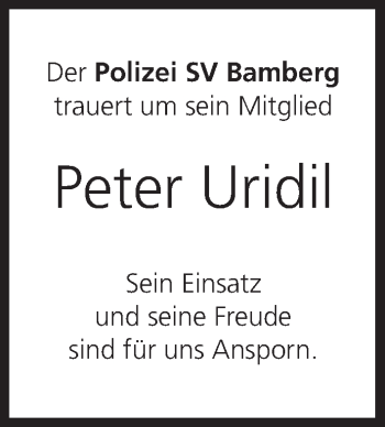 Anzeige von Peter Uridil von MGO