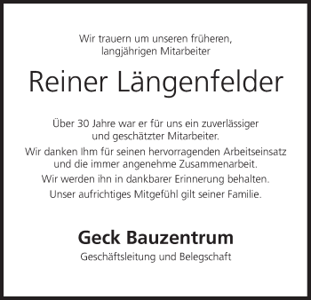 Anzeige von Reiner Längenfelder von MGO