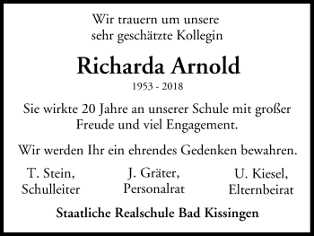 Anzeige von Richarda Arnold von MGO