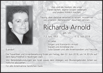 Anzeige von Richarda Arnold von MGO