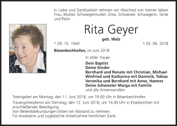 Anzeige von Rita Geyer von MGO