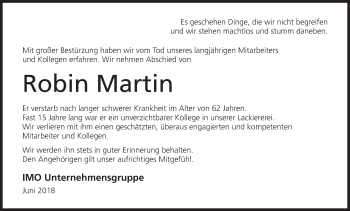 Anzeige von Robin Martin von MGO