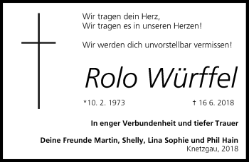 Anzeige von Roland Würffel von MGO
