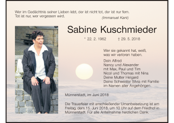 Anzeige von Sabine Kuschmieder von MGO