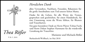 Anzeige von Thea Rößer von MGO