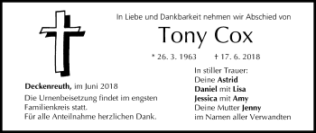 Anzeige von Tony Cox von MGO
