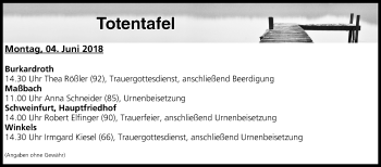 Anzeige von Totentafel vom 04.06.2018 von MGO