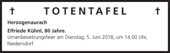Anzeige von Totentafel vom 04.06.2018 von MGO