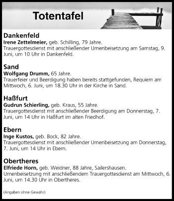 Anzeige von Totentafel vom 05.06.2018 von MGO