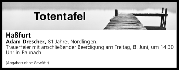 Anzeige von Totentafel vom 06.06.2018 von MGO