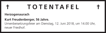 Anzeige von Totentafel vom 09.06.2018 von MGO