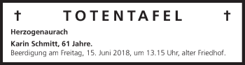 Anzeige von Totentafel vom 13.06.2018 von MGO