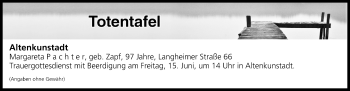 Anzeige von Totentafel vom 14.06.2018 von MGO