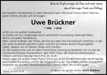 Anzeige von Uwe Brückner von MGO