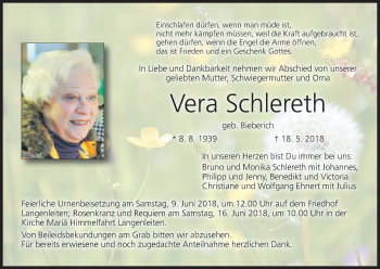 Anzeige von Vera Schlereth von MGO