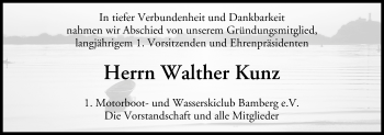 Anzeige von Walther Kunz von MGO