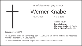 Anzeige von Werner Knabe von MGO