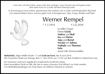 Anzeige von Werner Rempel von MGO