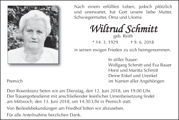 Anzeige von Wiltrud Schmitt von MGO