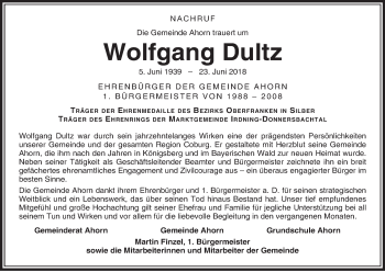 Anzeige von Wolfgang Dultz von MGO