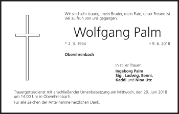 Anzeige von Wolfgang Palm von MGO