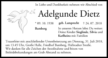 Anzeige von Adelgunde Dietz von MGO