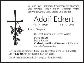 Anzeige von Adolf Eckert von MGO